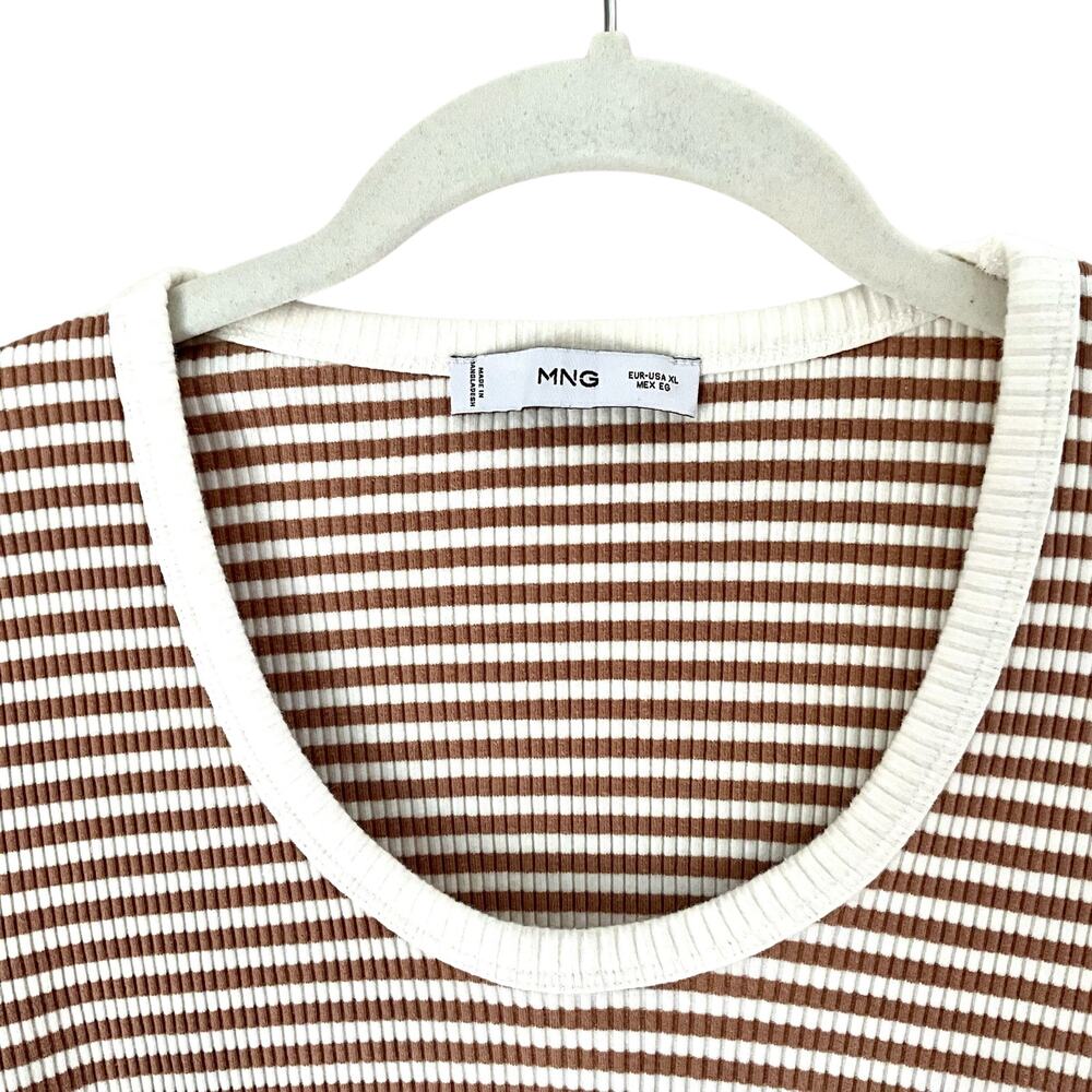 MNG Two-Color Striped Ribbed Blouse: Modern - Picture 4 of 7